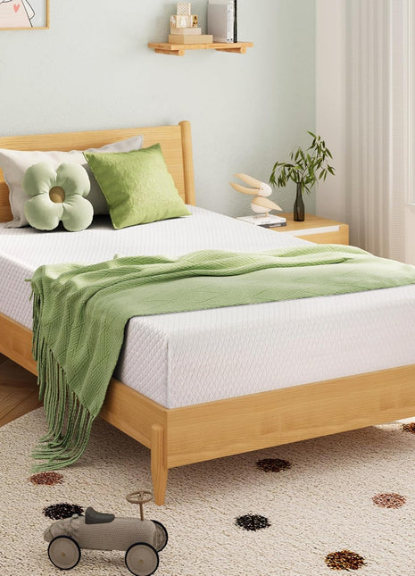 EGOHOME 8-Inch Twin Memory Foam Mattress with Cooling Green Tea Gel, Medium Firm Support, CertiPUR-US Certified, 75" L x 38" W, White Finish