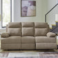 Yarrow Lane Classic Chenille Manual Pull Tab Reclining Sofa with Drop down Table and USB Charging, Light Brown