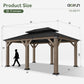 12' X 20' Outdoor Wood Gazebo, Hardtop Gazebo Permanent Wooden Pavilion with Galvanized Steel Double Roof, for Patio, Garden, Backyard, Cedar Wood