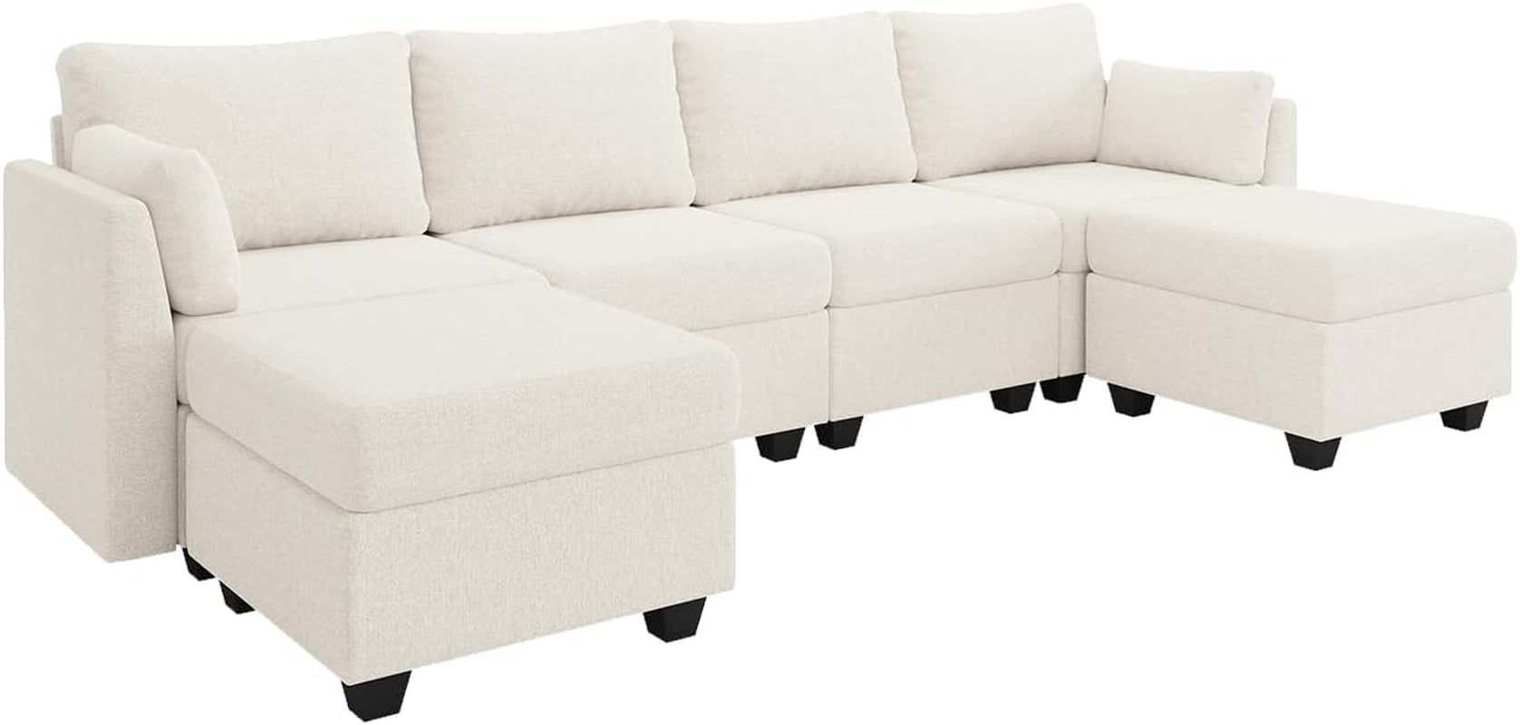 114.17" Modular Sectional Sofa, 6 Seat Modular Couch with Storage, Memory Foam, Convertible Sectional Couches for Living Room, U Shaped Comfy Modular Sofa with Chaise, Beige