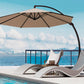 11Ft Cantilever Patio Umbrella with Base Included, Large round Offset Outdoor Pool Umbrella, 360° Rotation & Infinite Tilt, Heavy Duty Aluminum Frame for Deck Backyard, Beige