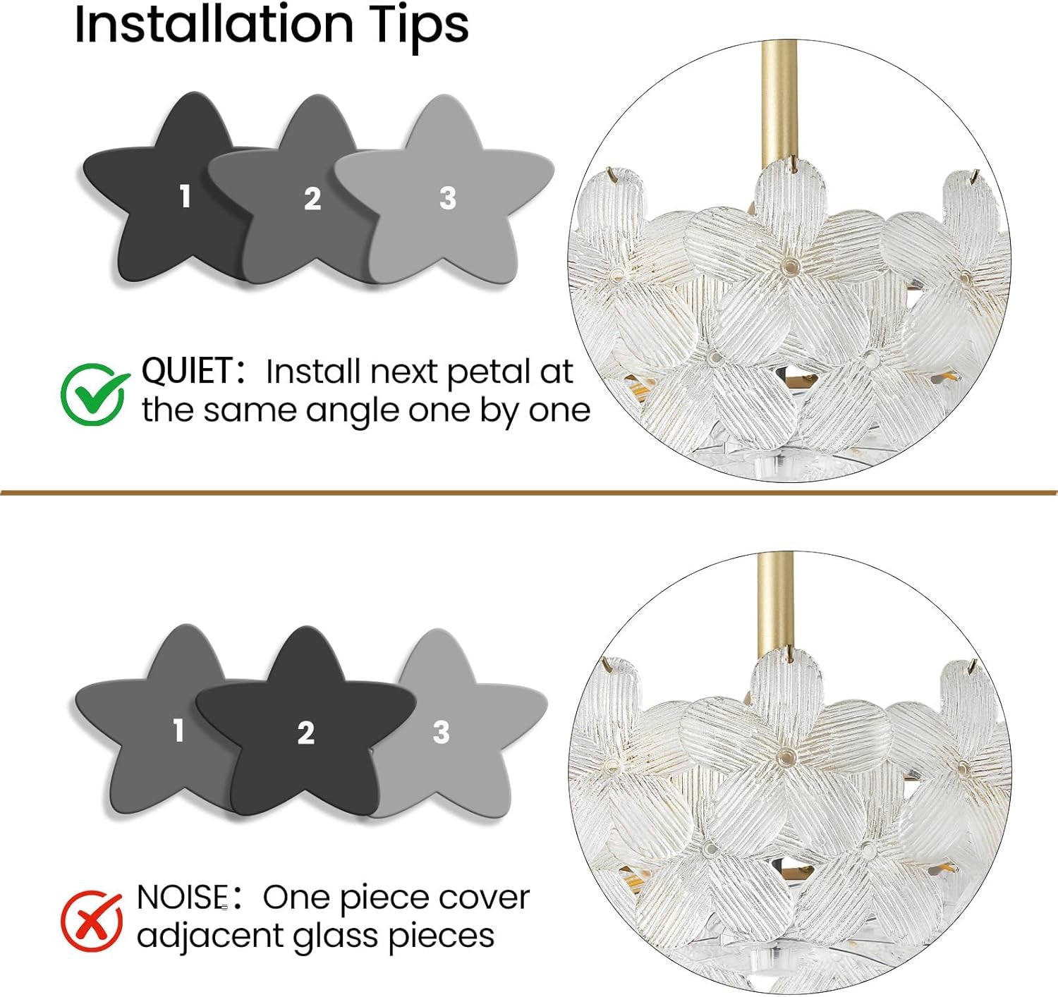 20'' Fandelier Ceiling Fans with Lights, Gold Caged Ceiling Fan with Remote Low Profile, 6 Speed and Petal, Modern Semi Flush Mount Ceiling Fan for Bedroom, Living Room, Nursery