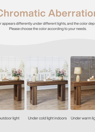 63-Inch Rectangular MDF Wood Grain Console Table for Living Room, Entryway, and Hallway in Rustic Brown Finish