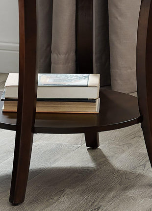 Perth Contemporary Round End Table with Shelf in Espresso Finish