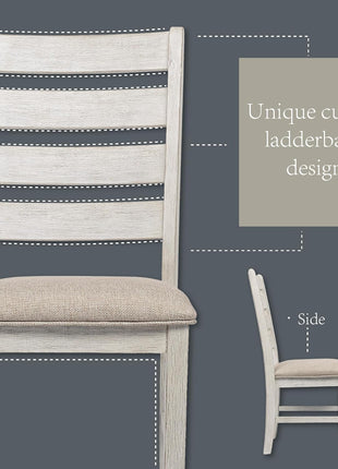 Signature Design by Ashley Skempton Modern Farmhouse Dining Room Chairs, Set of 2, Ladderback Wood Construction, Dimensions: 17.75" W x 21.5" D x 38.63" H, White and Light Brown Finish