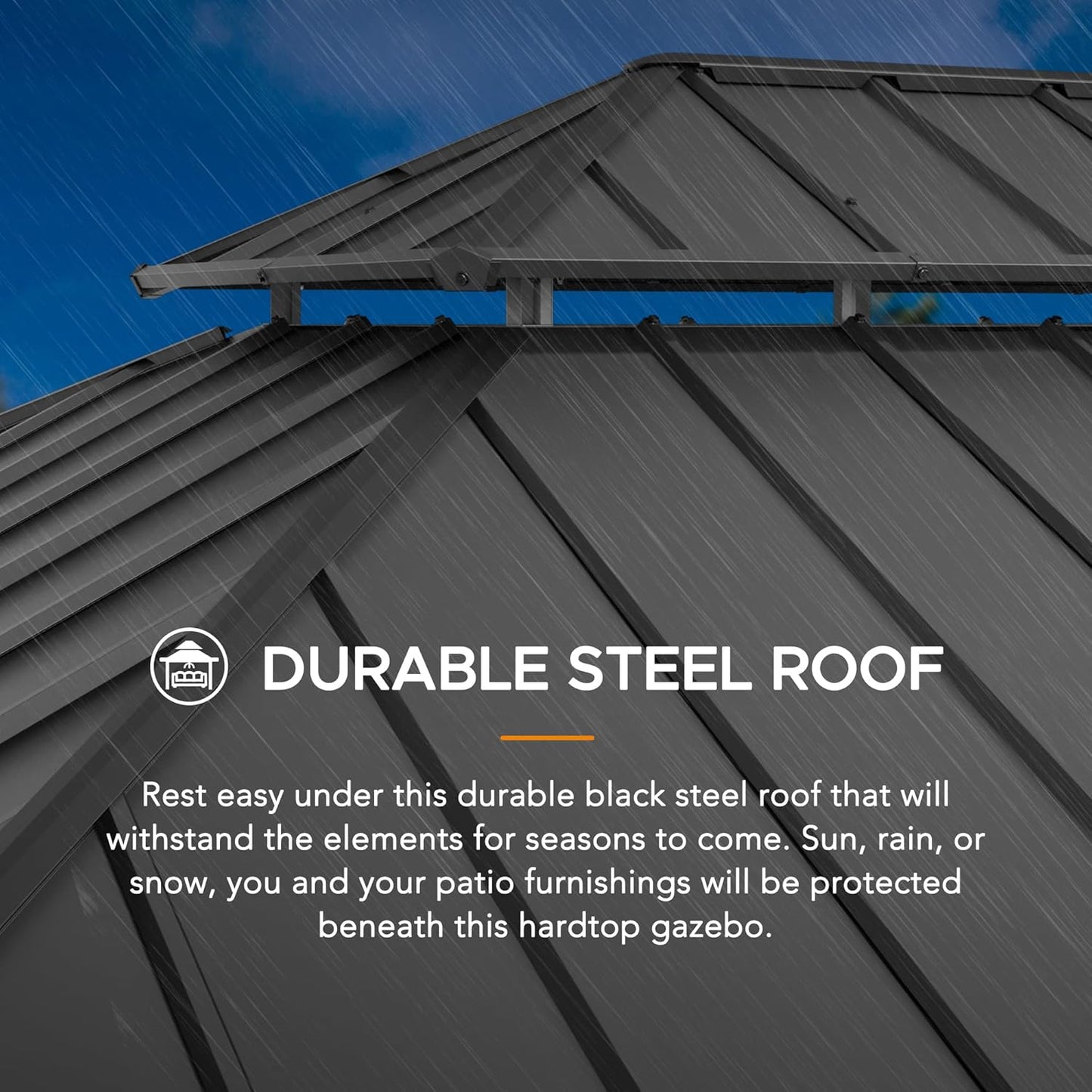 12 X 16 Ft. Wood Gazebo, Outdoor Patio Cedar Framed Steel Hardtop Gazebo with 2-Tier Metal Roof, Suitable for Patios, Lawn and Backyard, Matte Black Roof + Gray Wood Frame