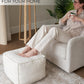 Beautiful Boucle Pouf Ottoman and Foot Rest - Elevate Your Living Room Decor with Lightweight Comfort and Charm - a round Modern Foam Filled Foot Stool Perfect to Rest Your Feet