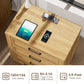 24" Wide Nightstand Set of 2, Night Stand with Charger Station, Bedside Table with 3 Drawers, Sofa Side Table for Bedroom, Living Room, Entryway, Natural Oak