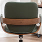 Home Office Desk Chair with Caster Wheels, Walnut Craftsmanship, Ergonomic Curved Back and Arms, Faux Leather, Height Adjustable, Computer Chair for Desk Work, Executive Task, Conference Rooms - Green