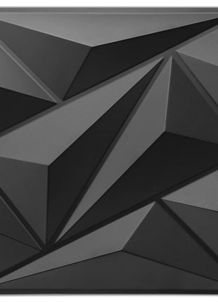 Art3D 33-Pack 3D Diamond Textured PVC Wall Panels for Interior Decoration - Black, 12" x 12", Covers 32 sq. ft., Perfect for Living Rooms, Lobbies, Bedrooms, Hotels, and Offices