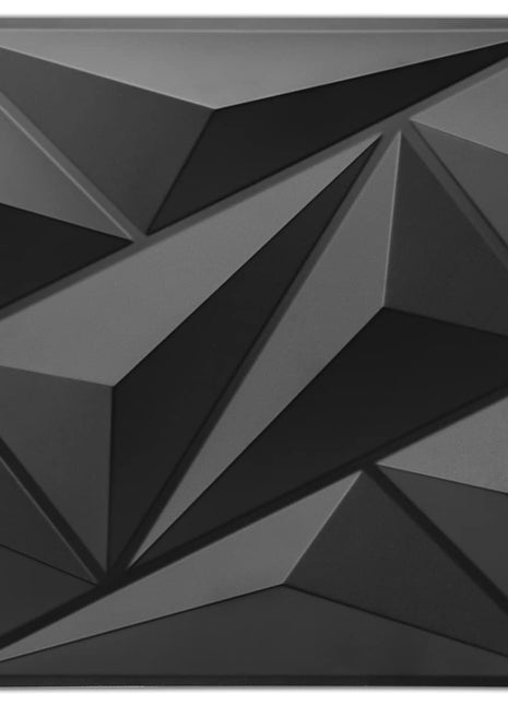 Art3D 33-Pack 3D Diamond Textured PVC Wall Panels for Interior Decoration - Black, 12" x 12", Covers 32 sq. ft., Perfect for Living Rooms, Lobbies, Bedrooms, Hotels, and Offices