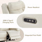 Genuine Leather Power Recliner Sofa, 3 Seater Wall Hugger Reclining Sofas with Power Headrest, USB & Typec Ports, Electric Recliner Couch Set for Living Room, Cream