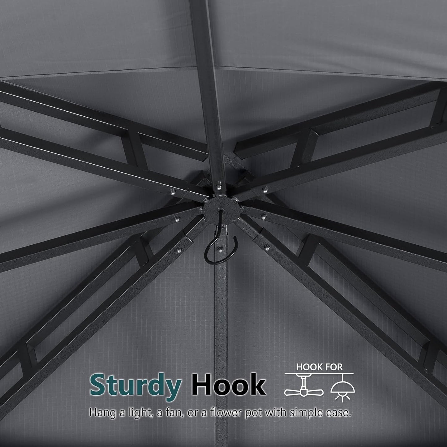 Outdoor Garden Gazebo for Patios with Stable Steel Frame and Netting Walls (10X12,Dark Gray)