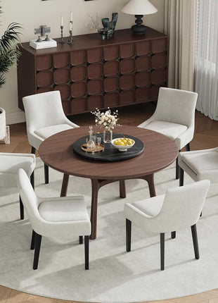 Set of 4 Upholstered Dining Chairs with Mid Back and Wooden Legs, Modern Accent Side Chairs for Living Room and Dining Room - Beige