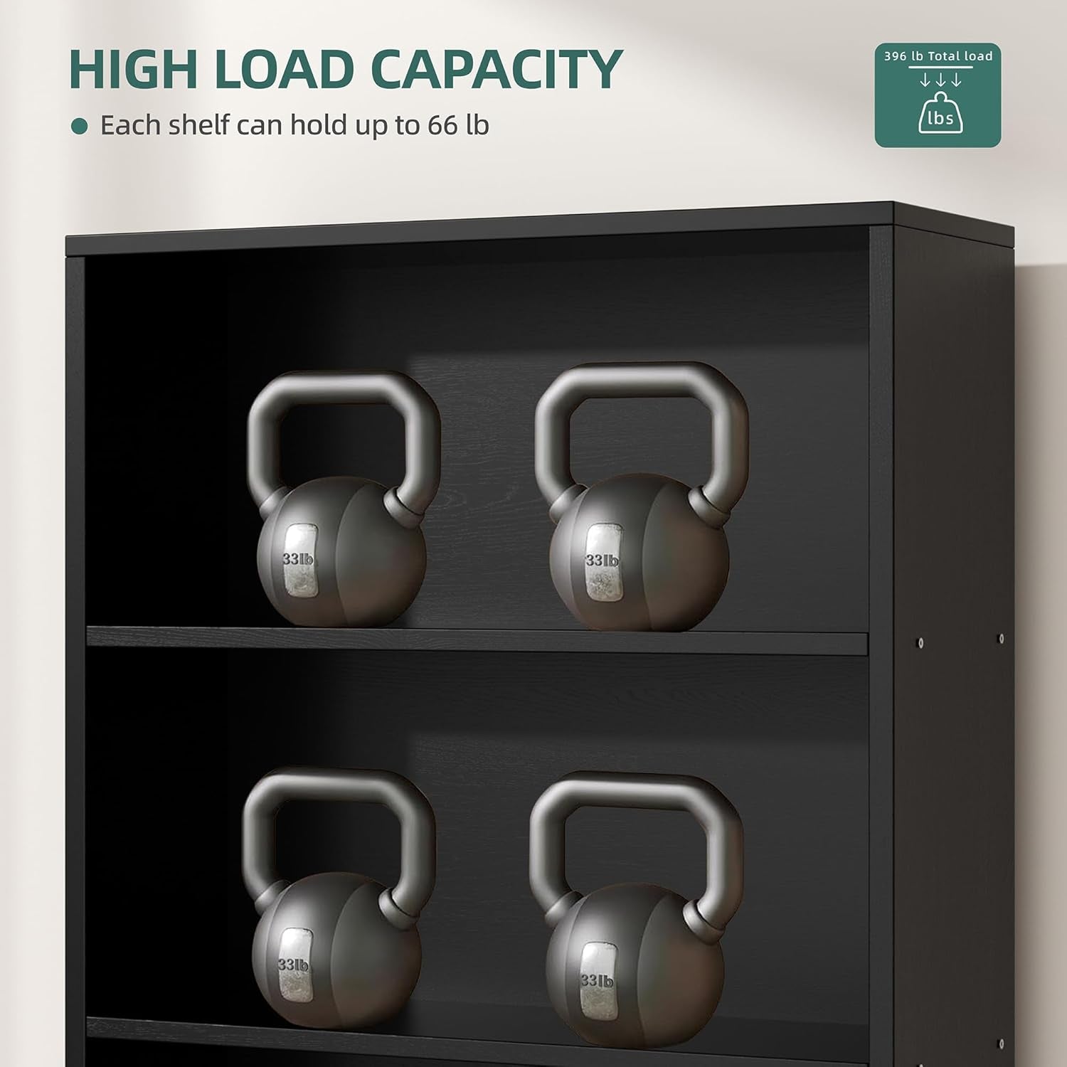 Bookshelf, Industrial Bookshelves and Bookcases with Doors Floor Standing 6 Shelf Display Storage Shelves 70.9 Inches Tall Bookcase for Home Office, Living Room (Black)