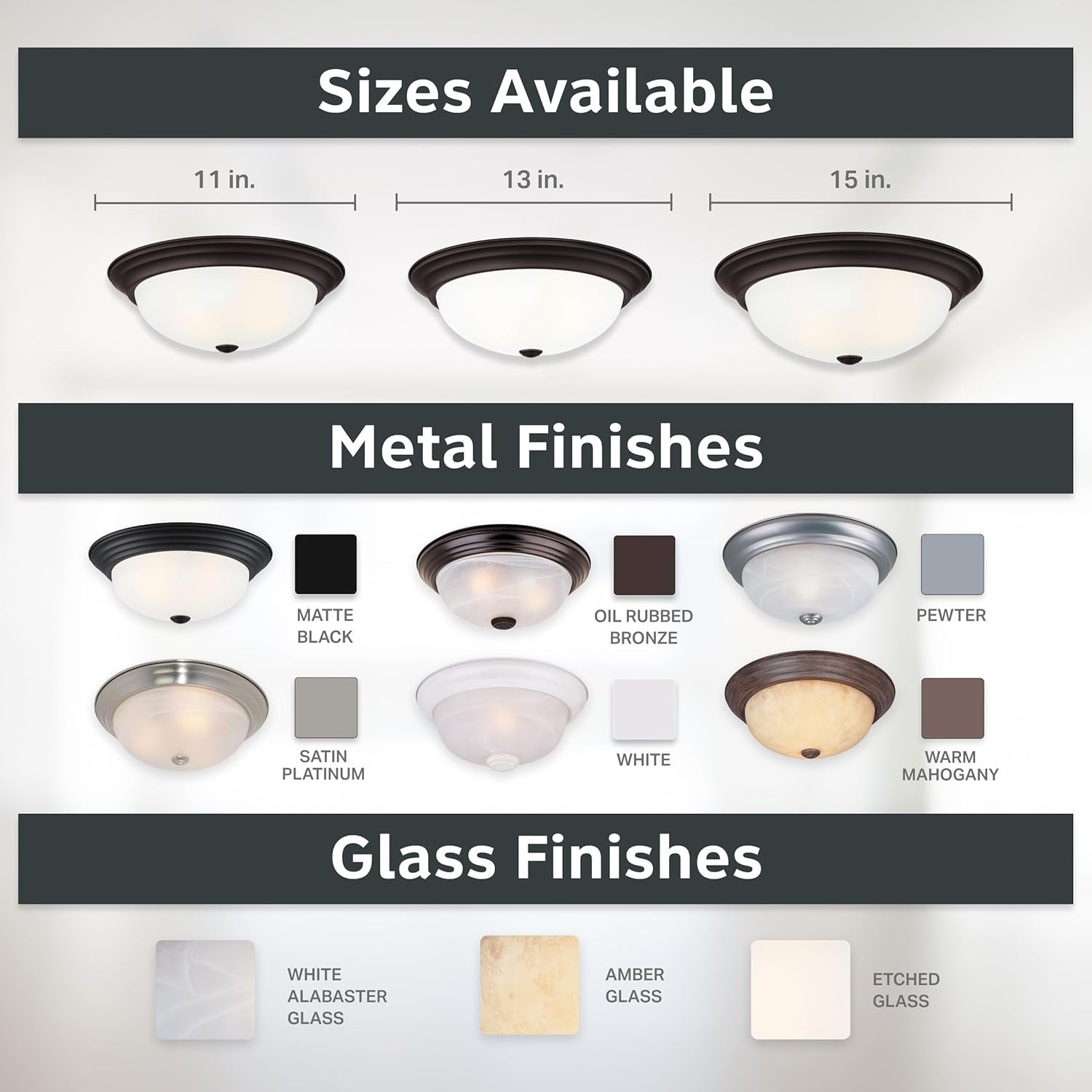 Reedley 3-Lights Flush Mount Ceiling Light, 15 Inch Lighting Fixture for Kitchen, Bedroom, Bathroom, and Hallway, Oil Rubbed Bronze with Etched Glass, 1257L-ORB-W