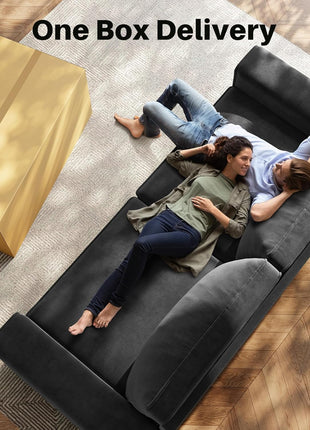 85-Inch Chenille Upholstered Sofa for Living Room - 3-Seater Modern Design with Wide Armrests and Thick Spring Cushions in Dark Grey Suitable for Apartment, Office, Bedroom, or Small Spaces