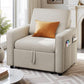 Convertible Sleeper Chair, 3-In-1 Sofa Bed with Pull-Out Bed, 75" Single Sleeper Couch with Reclining Backrest and Wide Armrest, Linen Futon Couch for Dorm Apartment, Beige