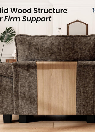 Cloud Modular Couch Sets: 123.6" U-Shaped Sectional Sofa with 5-Seater Capacity and 2 Movable Ottomans, Chenille Fabric in Taupe for Living Room