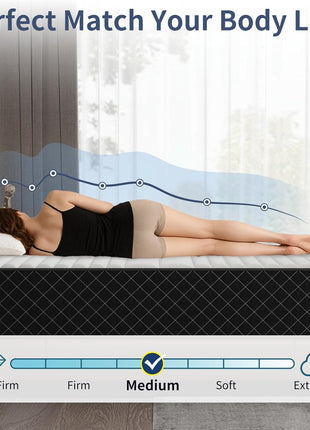 12-Inch Queen Hybrid Mattress with Breathable Foam and Pocket Springs for Medium Firm Support and Back Pain Relief, Conveniently Delivered in a Box (60×80×12 Inch)