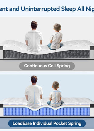 Queen Size 12-Inch Medium Firm Hybrid Mattress - Memory Foam with Individually Wrapped Pocket Springs for Pain Relief, Motion Isolation, and Edge Support (80x60x12)