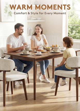 Set of 4 Contemporary Upholstered Dining Chairs with Ergonomic Curved Backrest and Wooden Frame for Dining Room