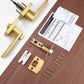 10 Pack Heavy Duty Gold Square Privacy Interior Door Levers, Satin Brass Finish, Bedroom and Bathroom Door Handles Keyless Bed/Bath Lockset