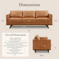 Nolita 85” Leather Sofa – Full-Grain Italian Aniline Leather, Feather-Down Comfort, Solid Wood Base – Cognac Tan
