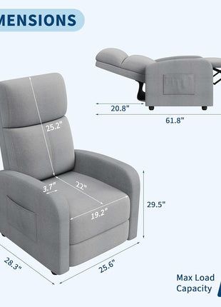 Ergonomic Recliner Chair for Adults with Adjustable Features, Side Pocket, High Back, Wide Arms, and Padded Seat – Ideal for Home Theater and Living Room Seating