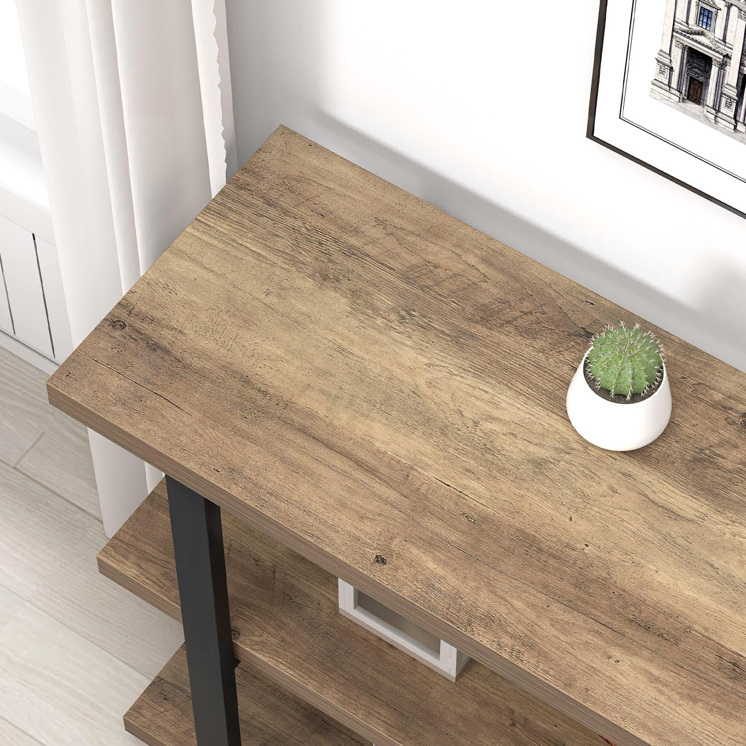 Console Tables for Entryway, Modern Sofa Table with Storage Shelves for Living Room, Hallway, Entrance, or behind Couch, Rustic Oak, 47 Inch