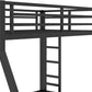 Twin over Full Bunk Bed with Ladders, Metal Bunk Beds Frame with Full-Length Guardrails, Heavy-Duty Bunkbed for Bedroom, Guest Room, Dorms, Noise-Reduce and No Spring Box Needed, Black