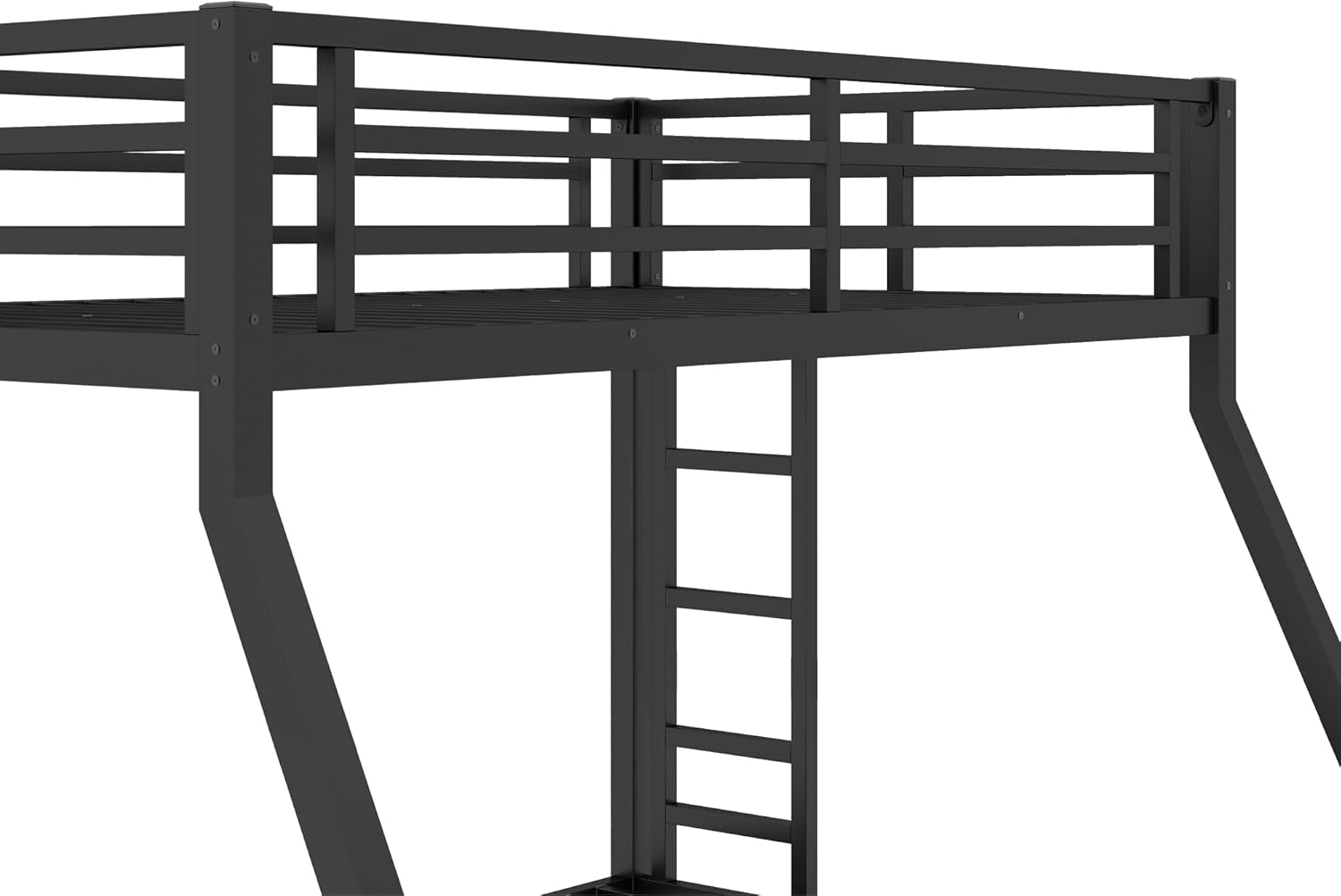 Twin over Full Bunk Bed with Ladders, Metal Bunk Beds Frame with Full-Length Guardrails, Heavy-Duty Bunkbed for Bedroom, Guest Room, Dorms, Noise-Reduce and No Spring Box Needed, Black