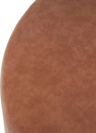 GAVI 30-Inch Round PU Leather Ottoman Footstool, Upholstered Footrest and Modern Side Table for Living Room and Bedroom, Cognac Brown