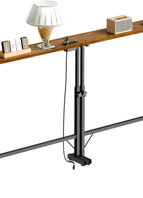79-Inch Adjustable Height Console Table with Dual Power Outlets - Rustic Brown Entryway Furniture for Hallway, Bedroom, and Living Room (Set of 2)