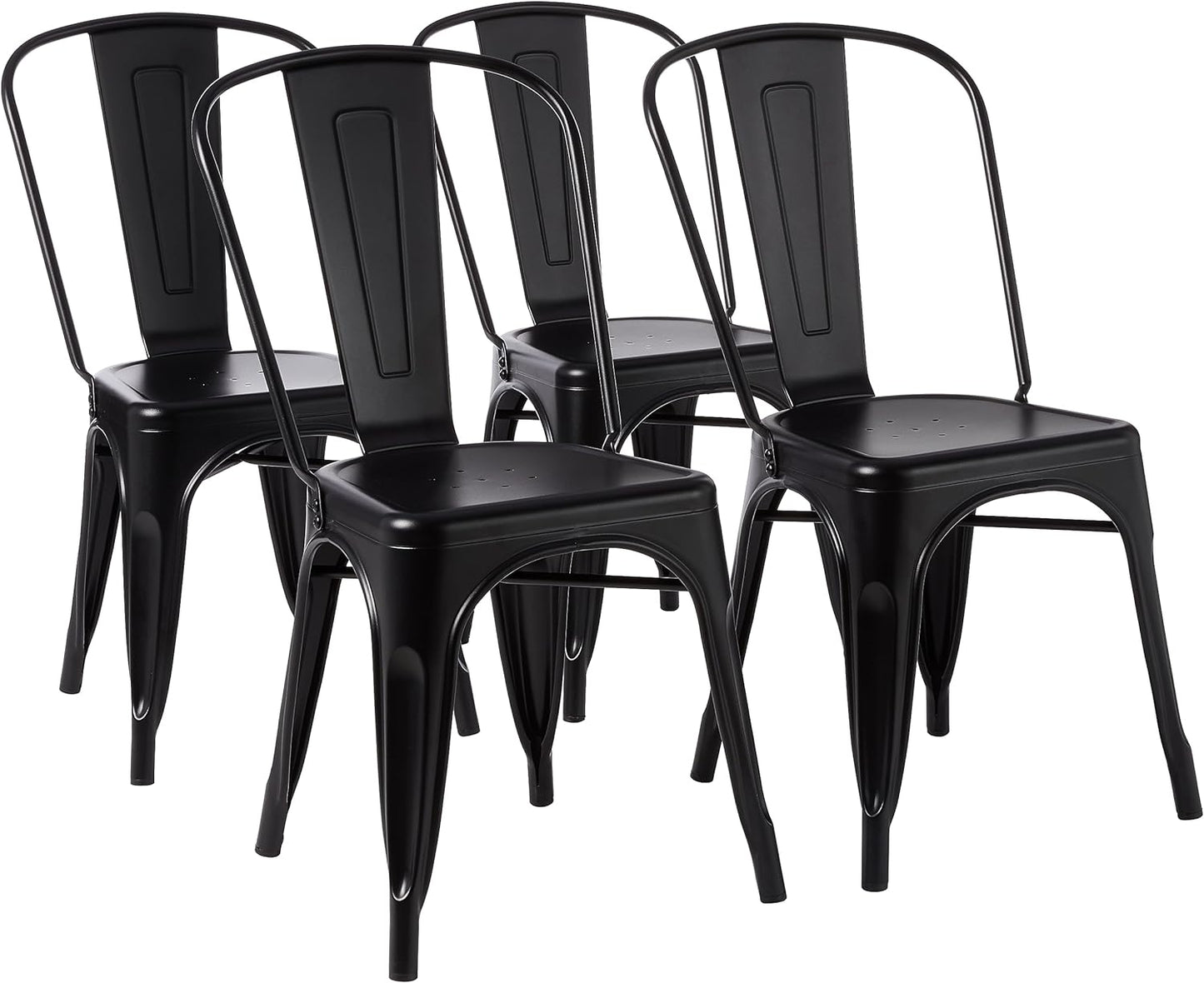 Metal Dining Chairs, Matte Black, 1 Count (Pack of 4)
