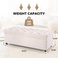 50" Storage Ottoman Bench, Tufted Ottoman with Storage for Living Room, Large End of Bed Ottomans, Modern Entryway Benchs, Window & Bedroom Benches for Foot of Bed (Beige)
