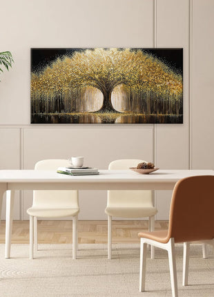 Golden Tree of Life Canvas Wall Art - Contemporary Ready-to-Hang Decor for Various Spaces - 20x40 Inch Prints