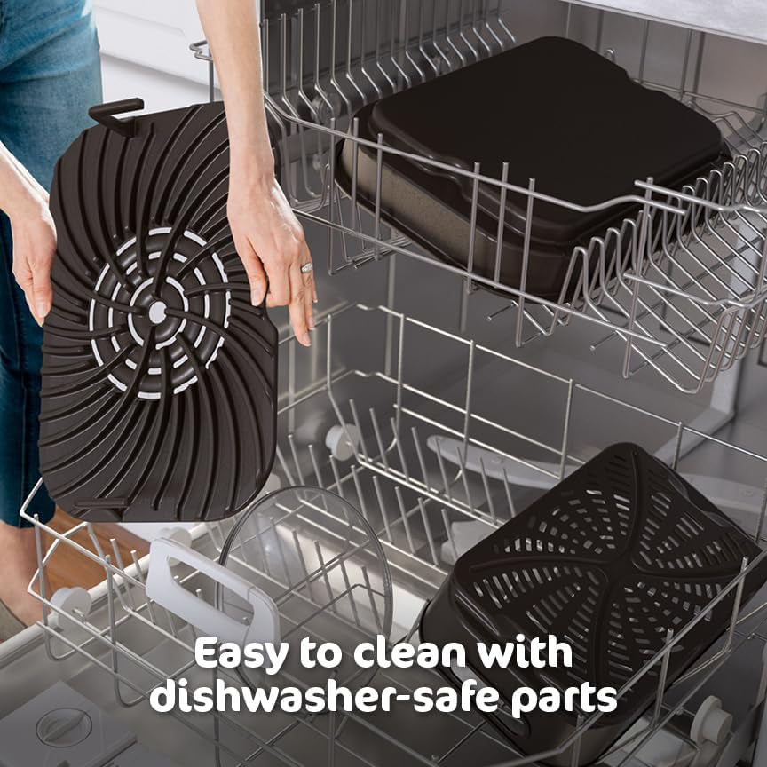 | Indoor Grill and Air Fryer| Foodi Smart XL | 6-In-1 Grill, Air Fry, Roast, Bake, Broil, Dehydrate & Crisp |Smart Thermometer & Splatter Shield | Dishwasher Safe Parts | Black/Silver | FG551