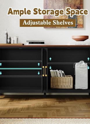 60" Modern Sideboard Buffet Cabinet with Adjustable Shelves, Versatile Storage Solution for Dining Room, Living Room, Kitchen, and Entryway