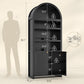 81" Tall Arched Cabinets,Bookcase with Storage,Mid-Century Modern 6-Tier Bookshelf with Door,2 Book Risers and Adjustable Shelves Offering More Storage Space for Living Room,Kitchen,Home Office,Black