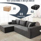 110” Cloud Sectional Couch, Boneless Sofa for Living Room, Modular Sectional Sofa with Deep Seat, Comfy Fluffy Couch with L-Shaped Chaise, No Assembly Required (Left-Facing Chaise, Dark Grey)