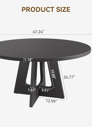 47-Inch Round Farmhouse Style Dining Table Set for 4 to 6, Wooden Top and Legs in Grey - Chairs Not Included