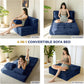 Convertible Sofa Bed, Fold Out Loveseat Sleeper Sofa with Pillow, 4 in 1 Tufted Folding Couch Bed Foam Floor Couch, Lazy Chair for Living Room Bedroom Guest Room, Navy