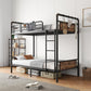 Metal Bunk Bed Twin over Twin, Industrial Bunkbeds Heavy Duty Bed with Safety Guard Rails and Space-Saving Design, Steel Bed for School, Bedroom (Vintage Brown)