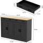 53" Black Buffet Cabinet with Storage, Kitchen Sideboard Buffet Server with 2 Drawers & 4 Doors, Modern Coffee Bar Cabinet Credenza for Dining Room, Living Room, Hallway