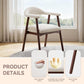 Wooden Dining Chair with Armrest Set of 4, Modern Fabric Upholstered Dining Room Chair with Curved Back and Wood Legs,Comfortable Accent Chairs for Kitchen Dining Room,Beige