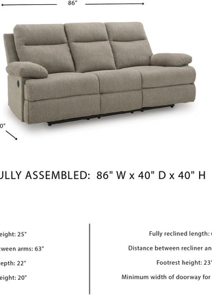 Yarrow Lane Classic Chenille Manual Reclining Sofa with Drop-Down Table and USB Charging, Light Brown by Signature Design by Ashley