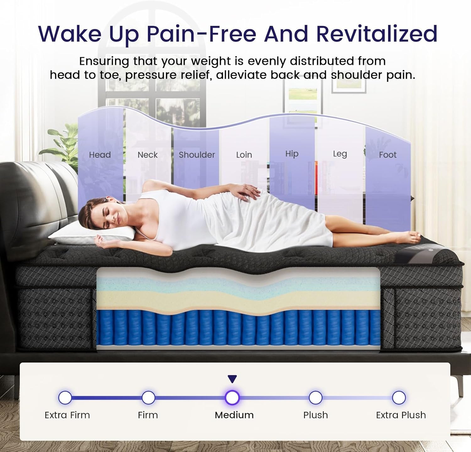 Queen Size Mattress, 14 Inch Deluxe Hybrid Queen Mattress in a Box, Medium Firm Mattresses with Gel Memory Foam & Pocket Springs, Pressure Relief, Cooling, Extra Edge Support [2026 Upgraded Support]