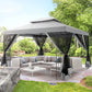 Gazebo 10X13 Heavy Duty Gazebos with Improved Nettings Outdoor Gazebo Double Roof Patio Gazebos with Metal Steel Frame Outdoor Canopy for Patio, Deck, Backyard (Gray)