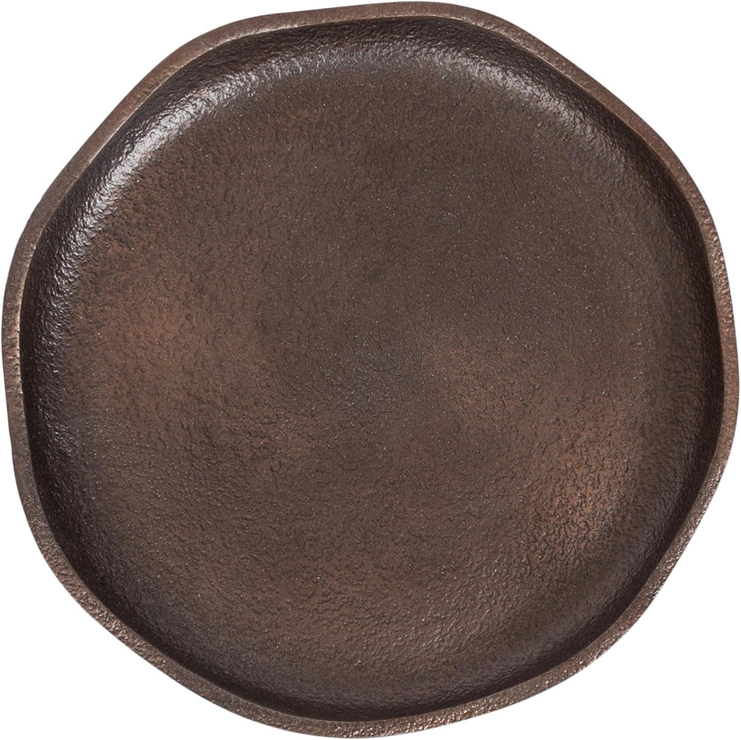 Alessia Modern Decorative Metal Drink Table, 8 X 8 X 22, Bronze, round Cast Aluminum Pedestal Plant Stand with Rough Texture and Deckled Edge